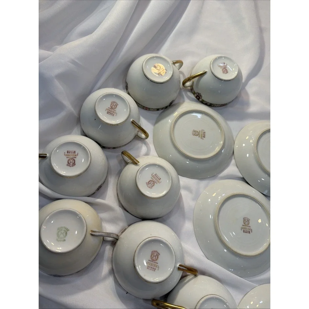 16 Pc Rare Noritake Nippon 1920's Vintage Serving Saucer & CupTea Victorian‎ 57